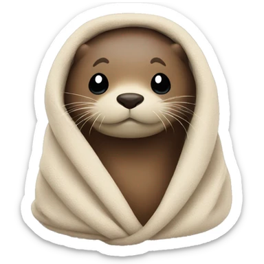 Otter wrapped in a blanket sticker