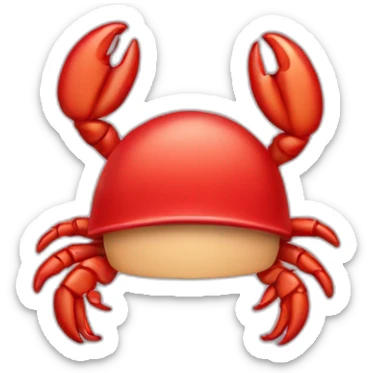 A human wearing a lobster hat sticker