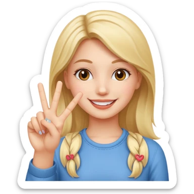 Girl making a peace sign with fingers sticker