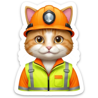 cat in hi-vis clothing sticker