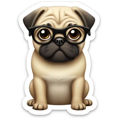 Pug dog with glasses sticker