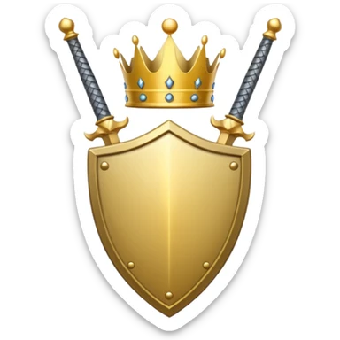 Powerful emoji with only sword, shield and crown sticker