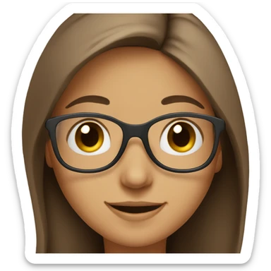 A girl from Dubai with brownish long hair wearing glasses smiling sticker