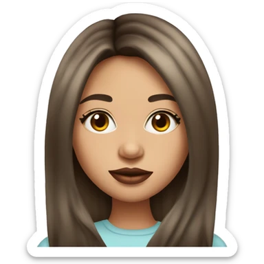 Beautiful brunette girl with curtain bangs and big lips sticker