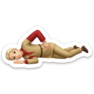 fullbody apostle in prone pose, clear prone position, full body visible, apple emoji style sticker