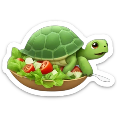Turtle eats a salad sticker