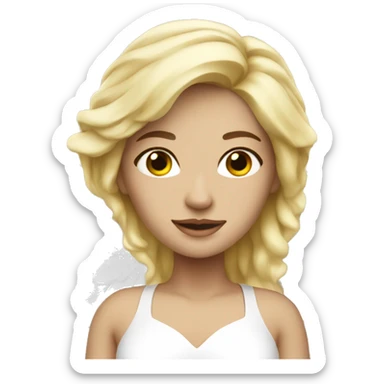 Woman with blonde hair in white dress and white wings-angel sticker