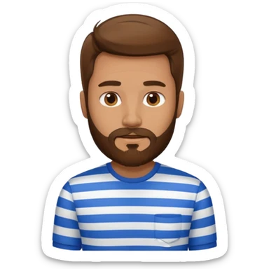 striped shirt with long hair and beard no moustache sticker