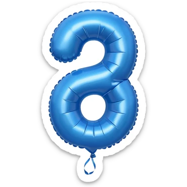 Number three in blue balloons sticker