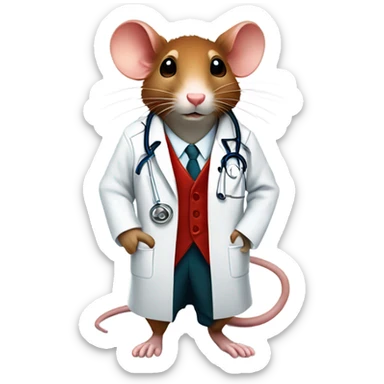 Rat with long red hair and is a doctor sticker