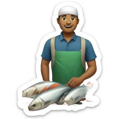 fat indonesian fish salesman sticker