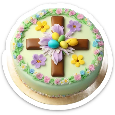 beautifully decorated Easter cross cake sticker