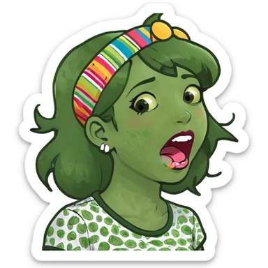 Girl shaking head with tongue out and mouth open sticker