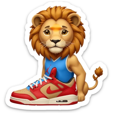 Un león teniendo puesto unos zapatos Jordan sticker