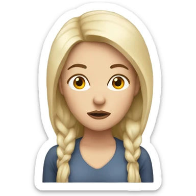 Realistic white women that is tired  sticker