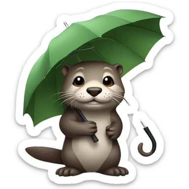Otter holding umbrella  sticker