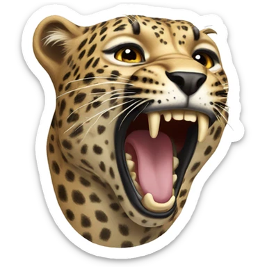 roaring leopard  sticker