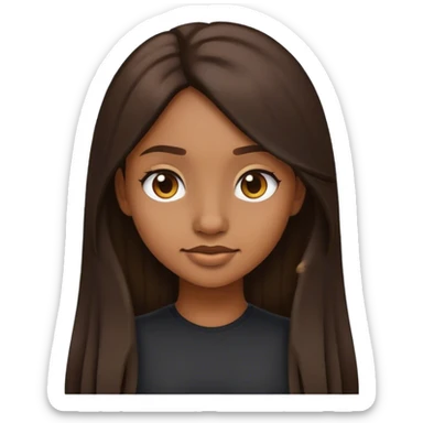 light brown skin girl with dark brown long hair emoji nose shoulder shot sticker