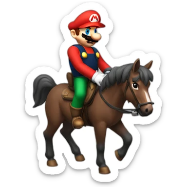 mario bross y hitman sobre un caballo sticker