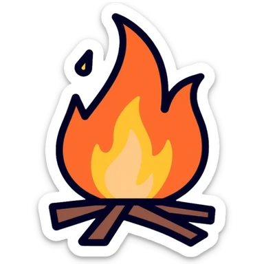 campfire with social elements, app icon sticker