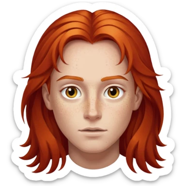 Bryce Quinlan from Crescent City, long red hair, golden eyes, freckles sticker
