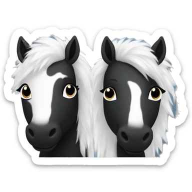 Two black and white fluffy ponies sticker