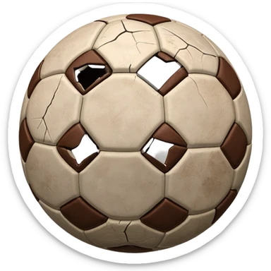 old brown really cracked soccer ball sticker