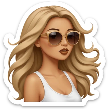 Long hair blowing in wind, sunglasses, fashion, diva sticker
