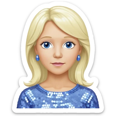  Agnetha Fältskog from ABBA with long platinum blonde hair, periwinkle sequin outfit  sticker