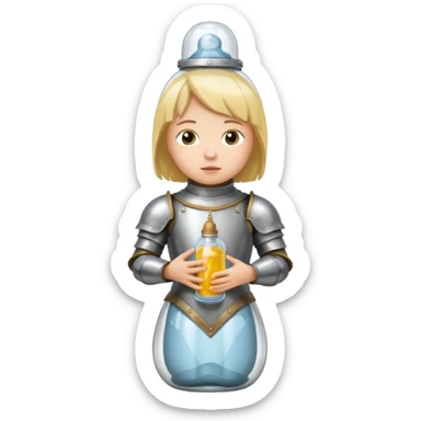 Jeanne d’arc en armure médiévale en enfermée dans un biberon  sticker