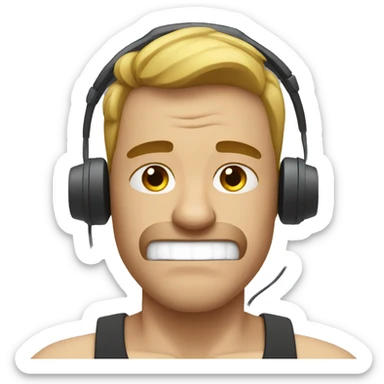 Guy working out without headphones and crying sticker