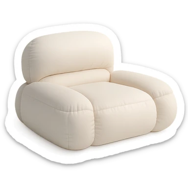 minimalist cushion style bed, rounded edges, soft color palette sticker