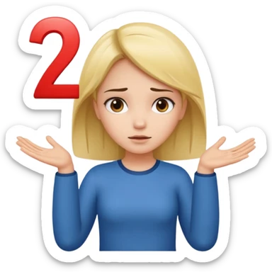 A girl shrugging with the number six over her left hand and the number seven over her right sticker