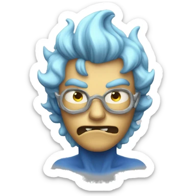 Demonio azul soltando humo sticker