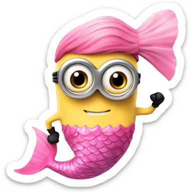 despicable me minion with pink mermaid tail sticker