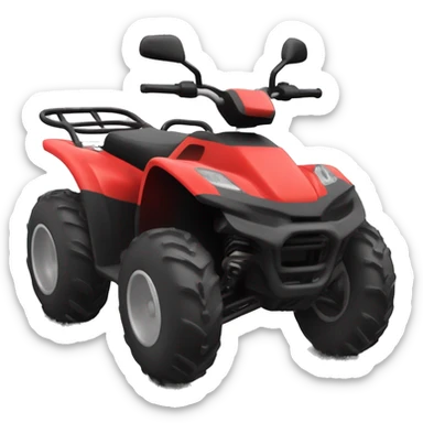 red quad bike with a large black circular safety roll bar,  positioned behind the seat. The roll bar will be the height of a seated person on the bike.  sticker