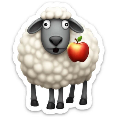 Sheep craving a rotten apple sticker
