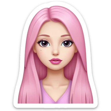 soft pink beauty vlogger girl fair skin with long straight hair sticker