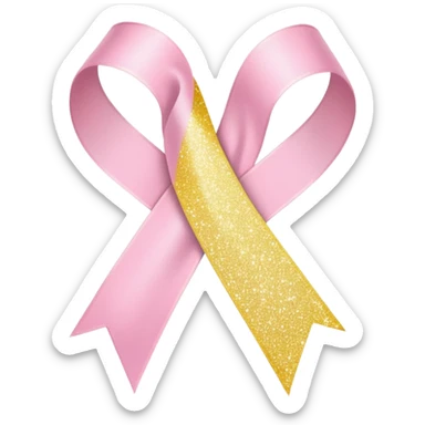 Create an emoji with light yellow glitter around a light pink ribbon in the iPhone emoji style. sticker