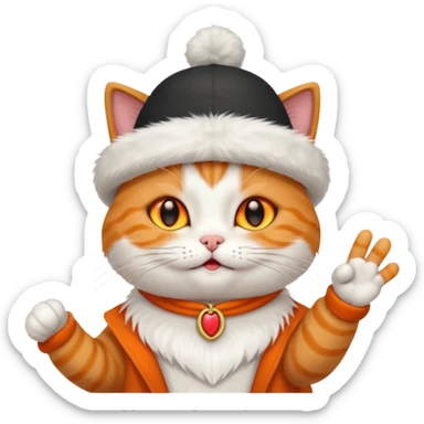 Cat with a hat flipping off sticker