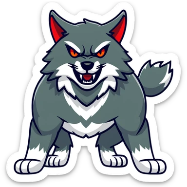 angry snarling black wolf with red eyes sticker