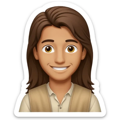 Boy arab long brown hair sticker