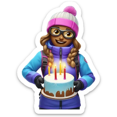 Happy birthday skiing girl sticker