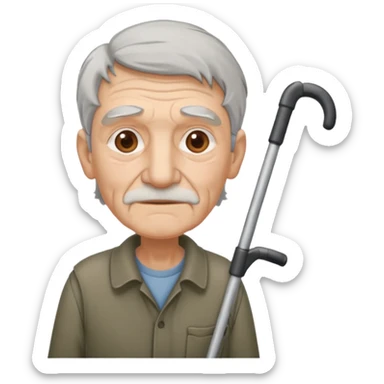old guy with crutches sticker