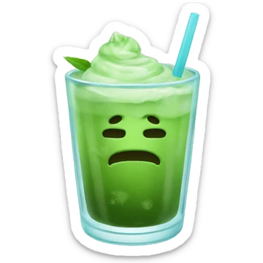 Iced matcha in a glass cup sticker