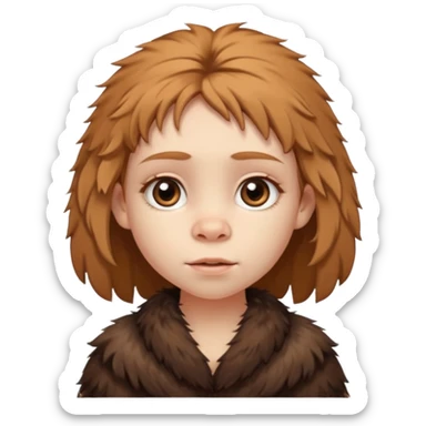 cute Neanderthal girl child with big eyes sticker