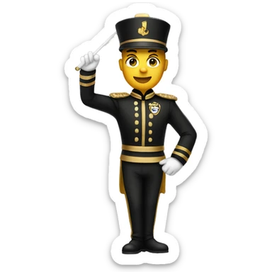 A full body marching band drum major in a black and gold uniform  sticker