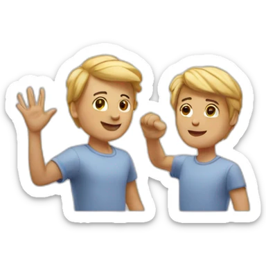 two white friends waving their arms sticker