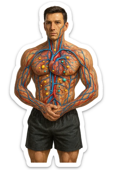 immagine realistica prendendo spunto da questa dei Nutrienti , vitamine, carboidrati ecc.. veicolati nel corpo senza scritte sticker