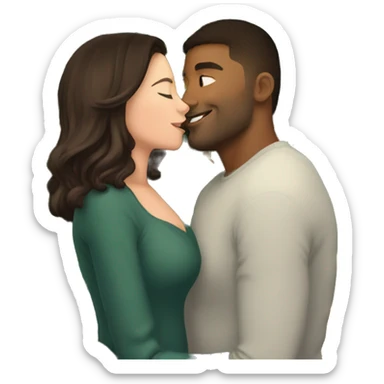 My brunette girlfriend kissing me underneath the largest brightened up Christmas tree sticker